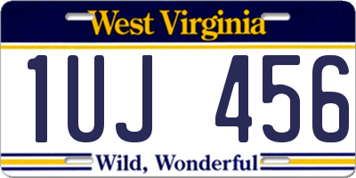 WV license plate 1UJ456