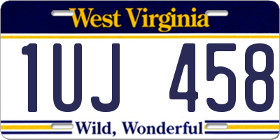 WV license plate 1UJ458