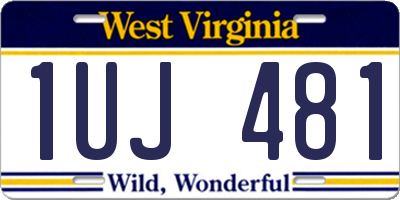 WV license plate 1UJ481