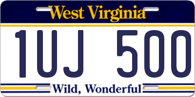 WV license plate 1UJ500