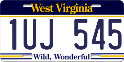 WV license plate 1UJ545