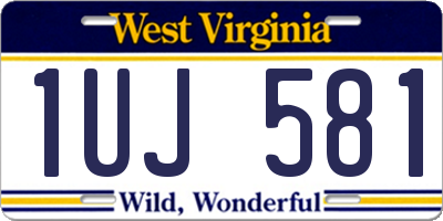 WV license plate 1UJ581