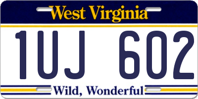 WV license plate 1UJ602