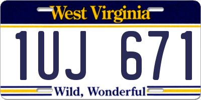 WV license plate 1UJ671