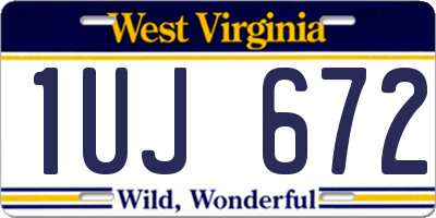 WV license plate 1UJ672
