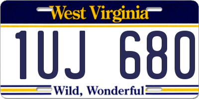 WV license plate 1UJ680