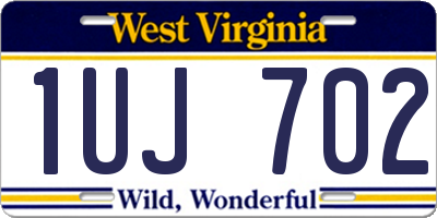 WV license plate 1UJ702