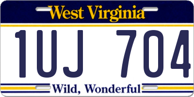 WV license plate 1UJ704