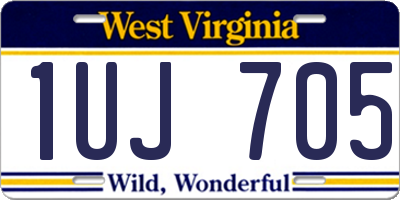 WV license plate 1UJ705