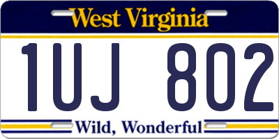 WV license plate 1UJ802