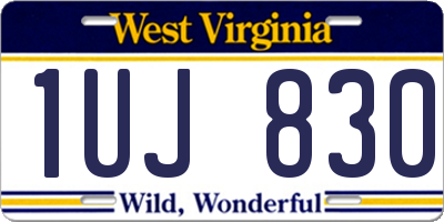 WV license plate 1UJ830