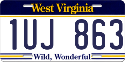 WV license plate 1UJ863