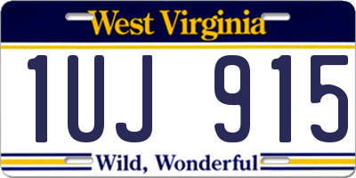 WV license plate 1UJ915