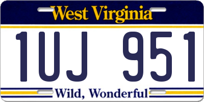 WV license plate 1UJ951