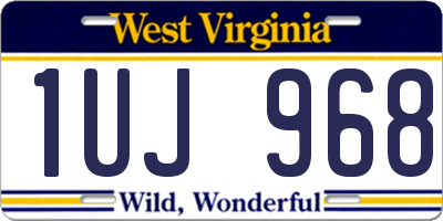WV license plate 1UJ968
