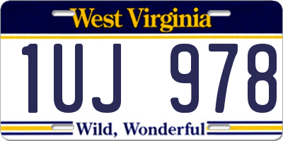 WV license plate 1UJ978