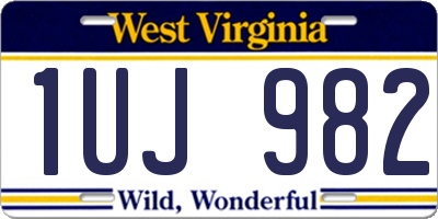 WV license plate 1UJ982
