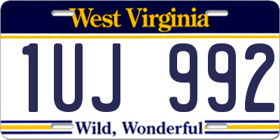 WV license plate 1UJ992