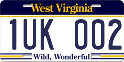 WV license plate 1UK002