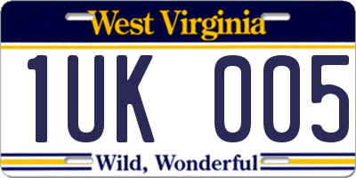 WV license plate 1UK005
