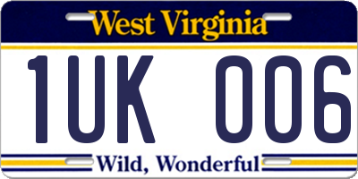 WV license plate 1UK006