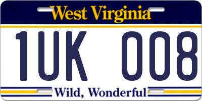 WV license plate 1UK008