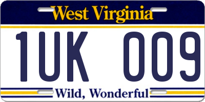 WV license plate 1UK009