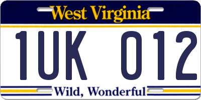 WV license plate 1UK012