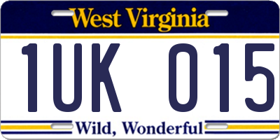 WV license plate 1UK015
