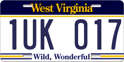WV license plate 1UK017