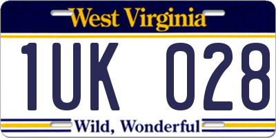 WV license plate 1UK028