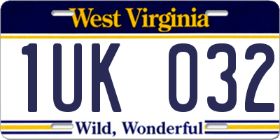 WV license plate 1UK032