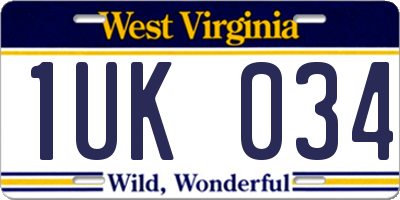 WV license plate 1UK034