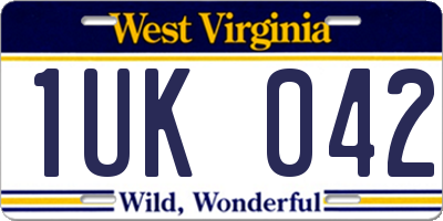 WV license plate 1UK042