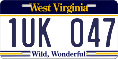 WV license plate 1UK047