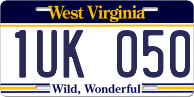 WV license plate 1UK050