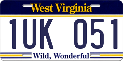 WV license plate 1UK051