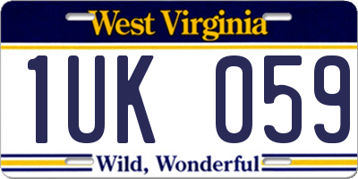 WV license plate 1UK059