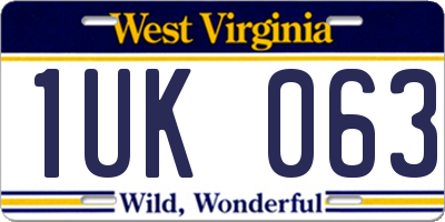 WV license plate 1UK063