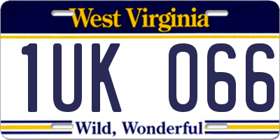 WV license plate 1UK066