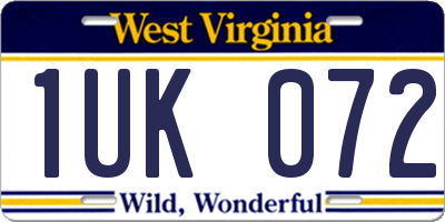 WV license plate 1UK072