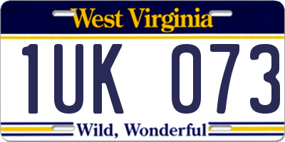 WV license plate 1UK073