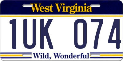 WV license plate 1UK074