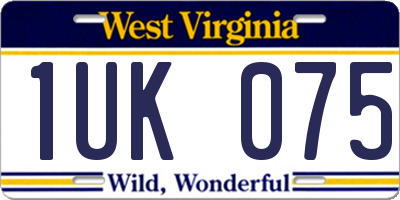 WV license plate 1UK075
