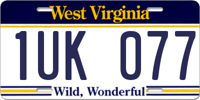 WV license plate 1UK077
