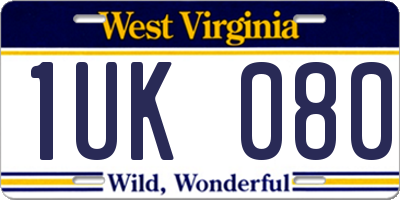 WV license plate 1UK080
