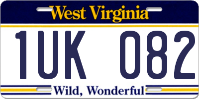 WV license plate 1UK082