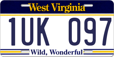 WV license plate 1UK097