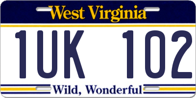 WV license plate 1UK102