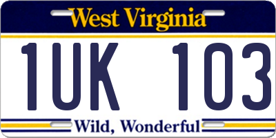 WV license plate 1UK103